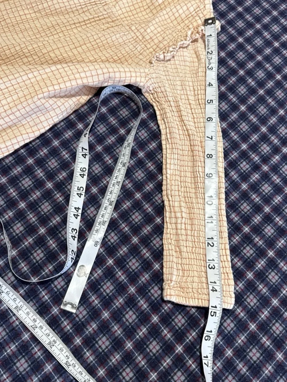 Minymo Girls' Cream Long-Sleeve Checked Casual Dress